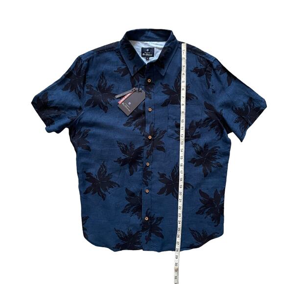 Men's BEN SHERMAN Tikki Aloha Hawaiian Short Sleeve Shirt Blue|Navy Size M NEW - Picture 3 of 7